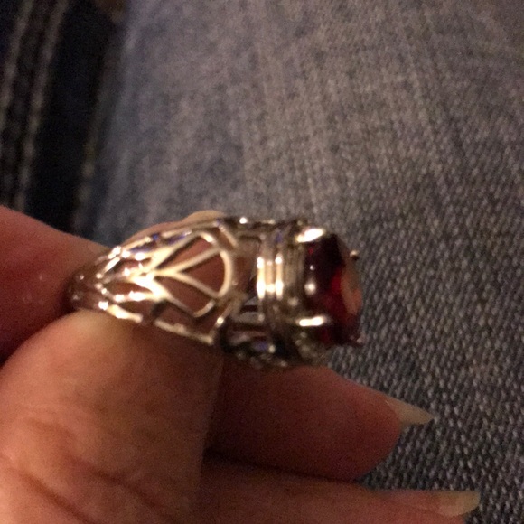 Silver lab created ruby ring. Size 7. - Picture 3 of 4